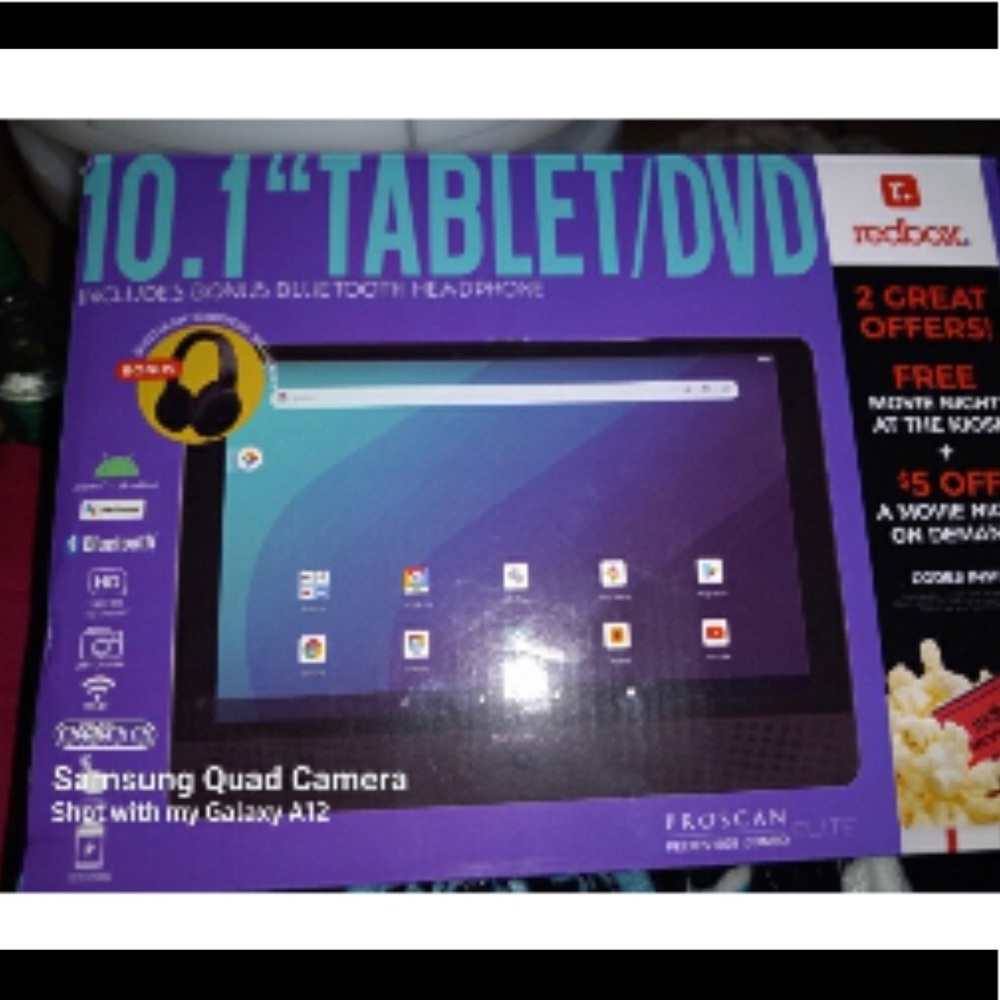 10.1 inch Proscan with a DVD player 
Bluetooth headphones
